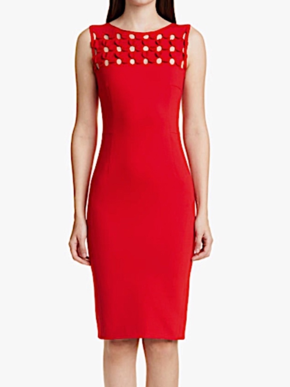 Akris Punto Dot appliqué ponte sheath dress Sz 8 in Red